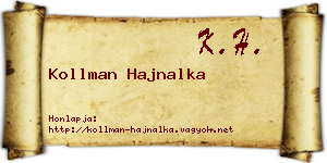 Kollman Hajnalka névjegykártya